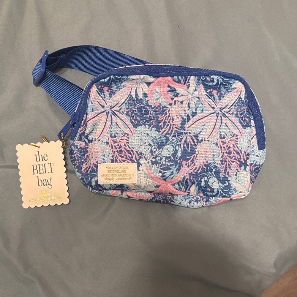 Simply Southern Floral Blue Belt Bag